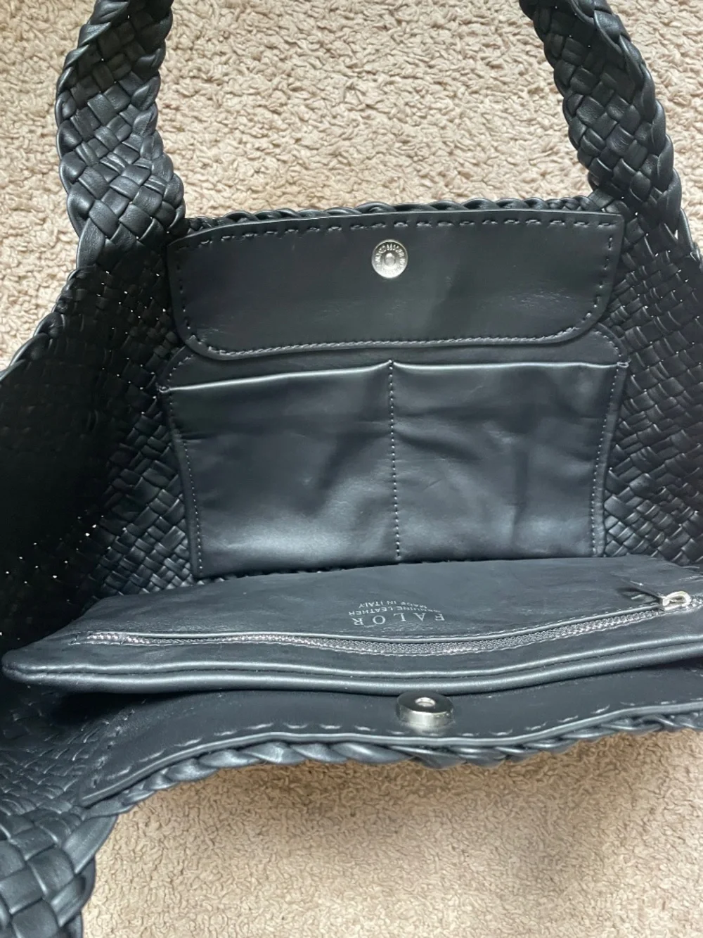 Falor Leather Woven Tote - NEW